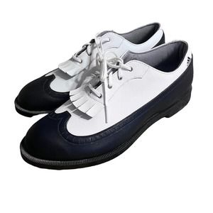 Adidas Black White Kiltie Leather Saddle Lace Up Z-Traxion Golf Shoes 9